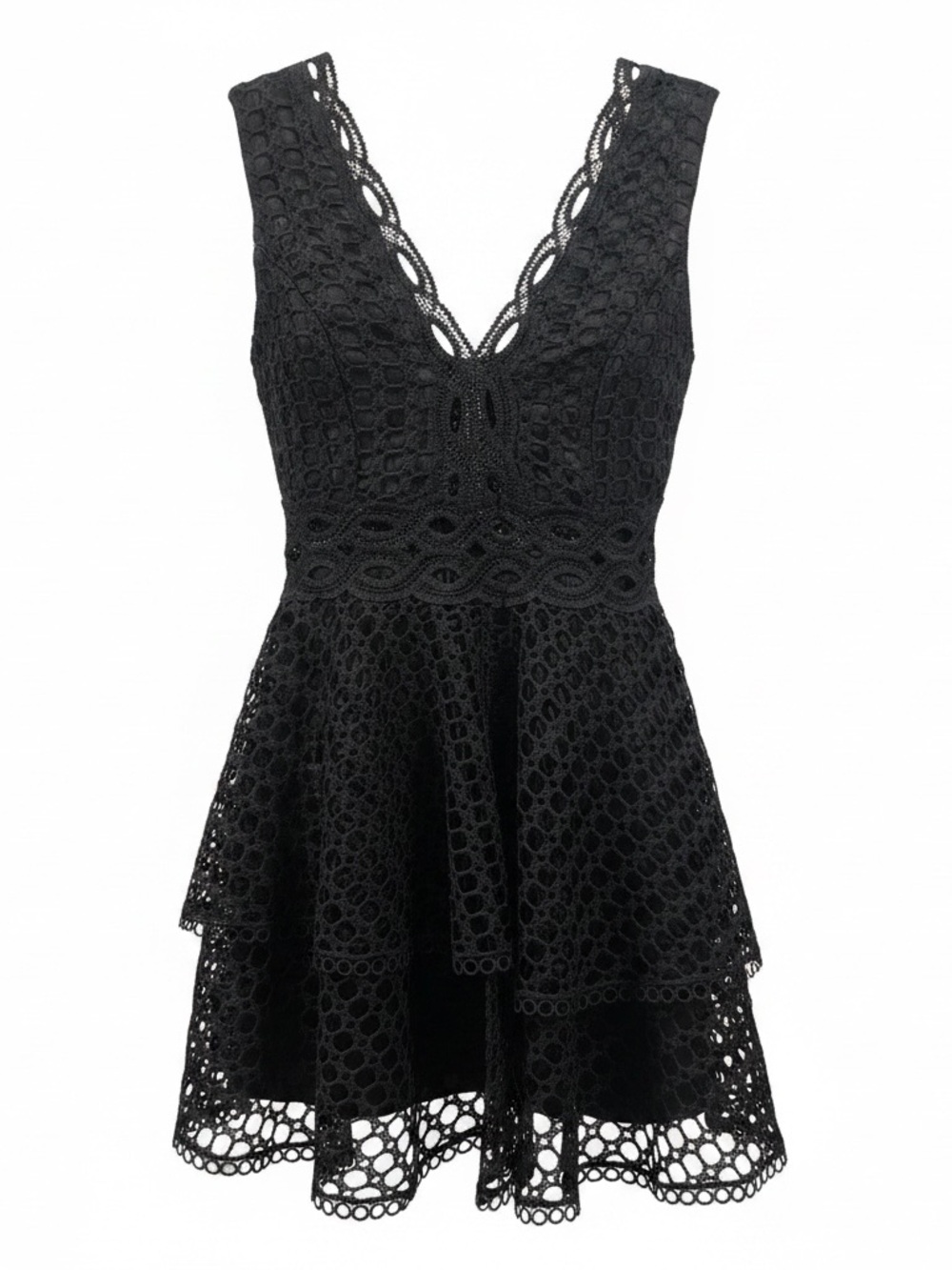 Mad For Live Black Lace V-Neck Women's Dress